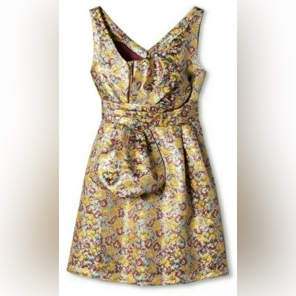 Zac Posen target gold brocade cocktail party dress